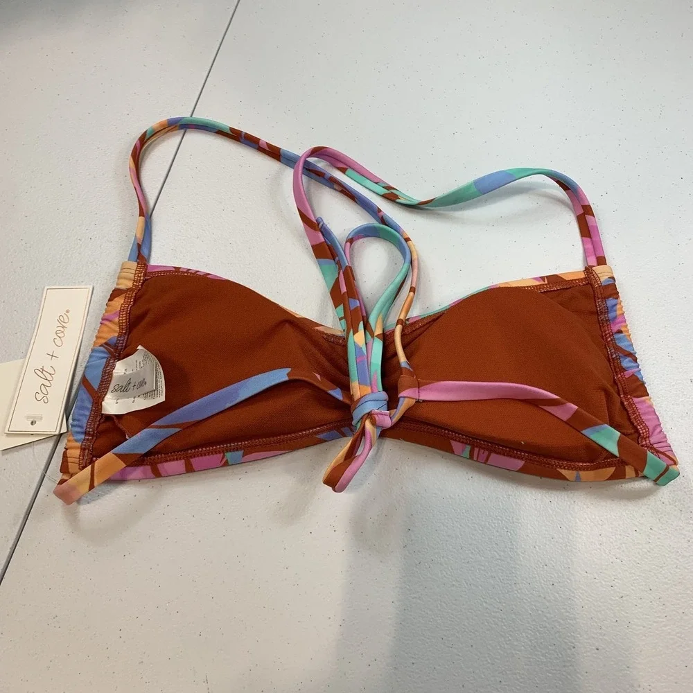 Salt & Cove Junior's Swim Bikini Top L Sweetheart Bralette Tropical Floral Beach